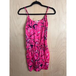 Lilly Pulitzer Women’s Romper Small Pink Abstract Print Sleeveless Elastic Waist